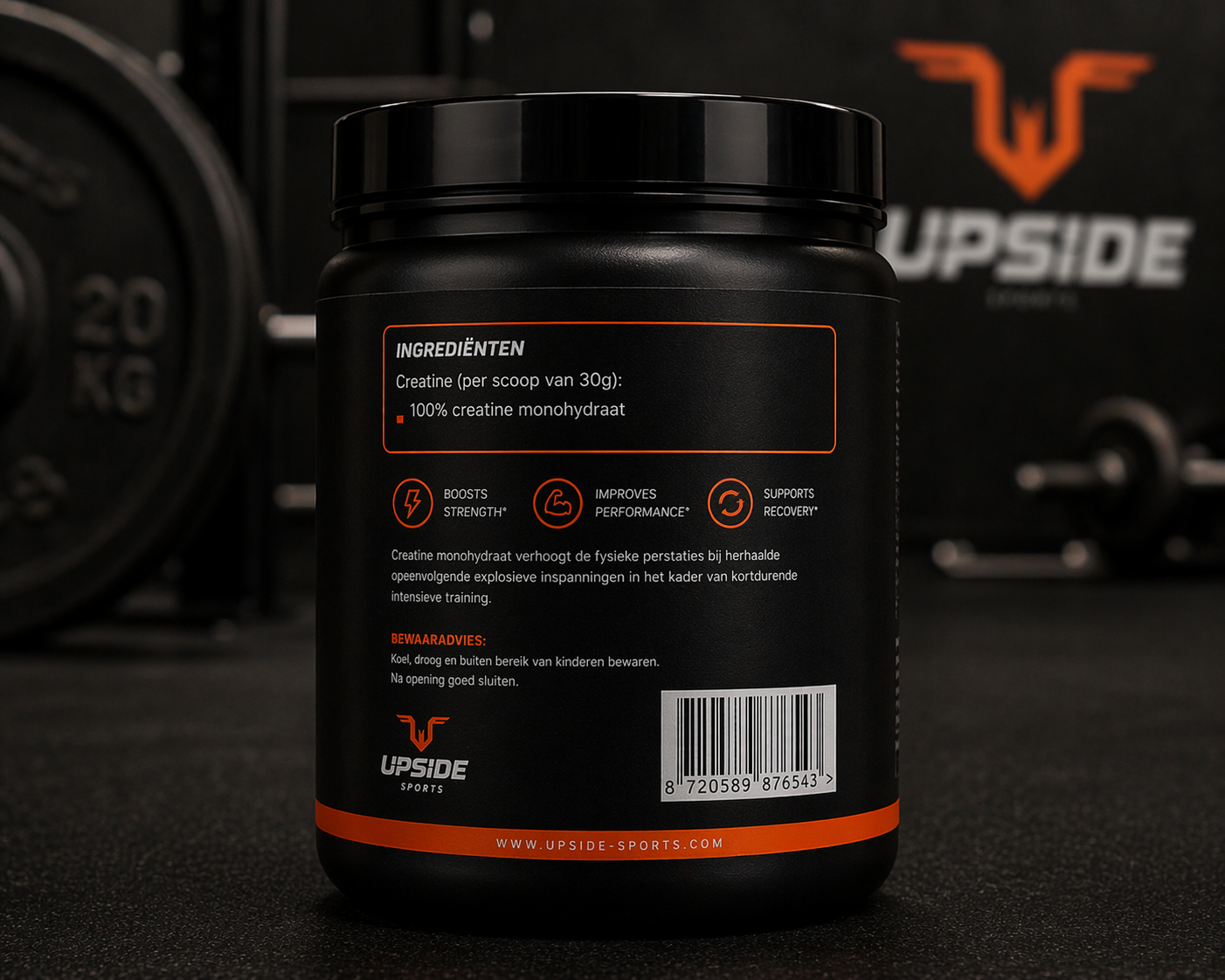 Upside Sports creatine achterkant verpakking